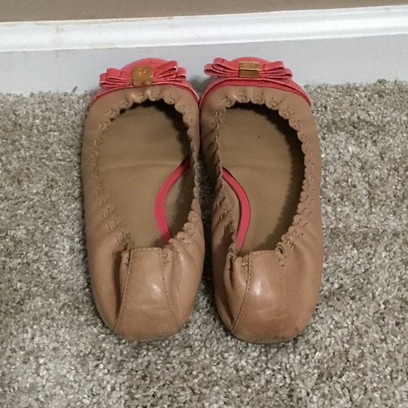 Tory Burch Tan & Pink Flats - Picture 3 of 4